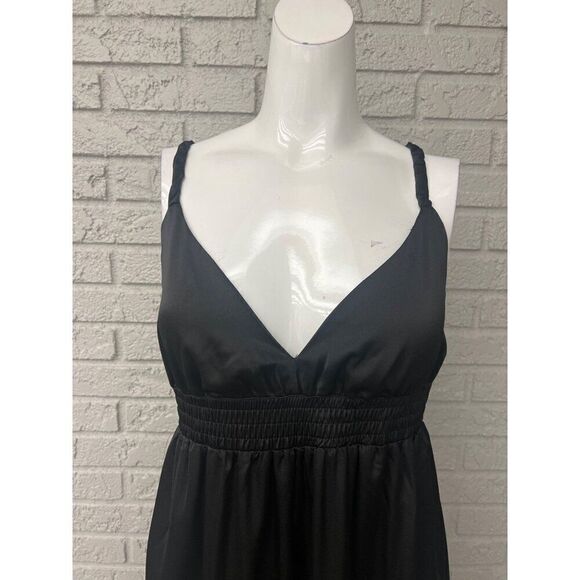 Inspired Hearts Women Black Satin Halter Dress with Cut-Out on Back Size L - Picture 8 of 13